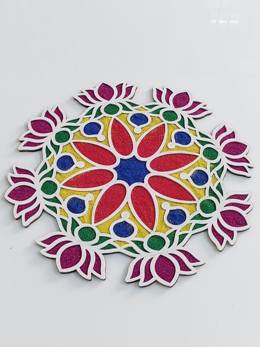 Reusable Wooden Base and Rangoli Template Mat